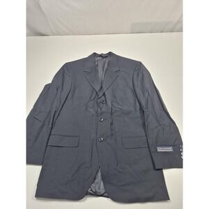 John Alexander Suit Jacket Mens 41L Blue Super 100s Wool 3 Button NWT FLAW